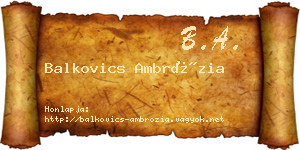 Balkovics Ambrózia névjegykártya